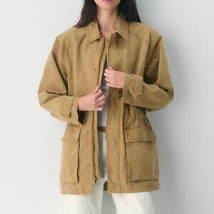 Aritzia TNA Jasper Field Jacket Relaxed Cotton Canvas Vintage Topaz Tan *Altered